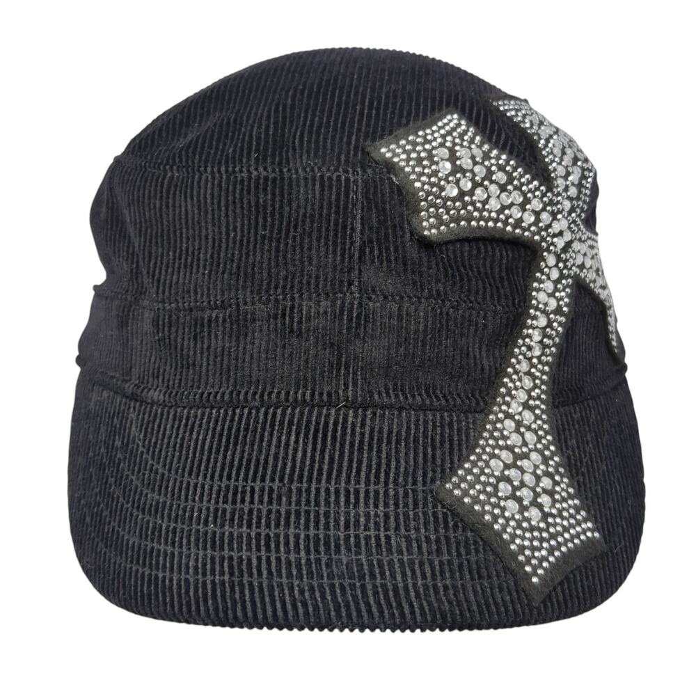 Cross Strapback Cadet Army Cap Black One Size Adjustable Corduroy Olive Juice